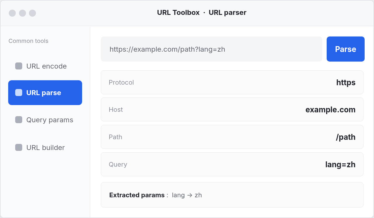 URL Toolbox desktop app on Windows
